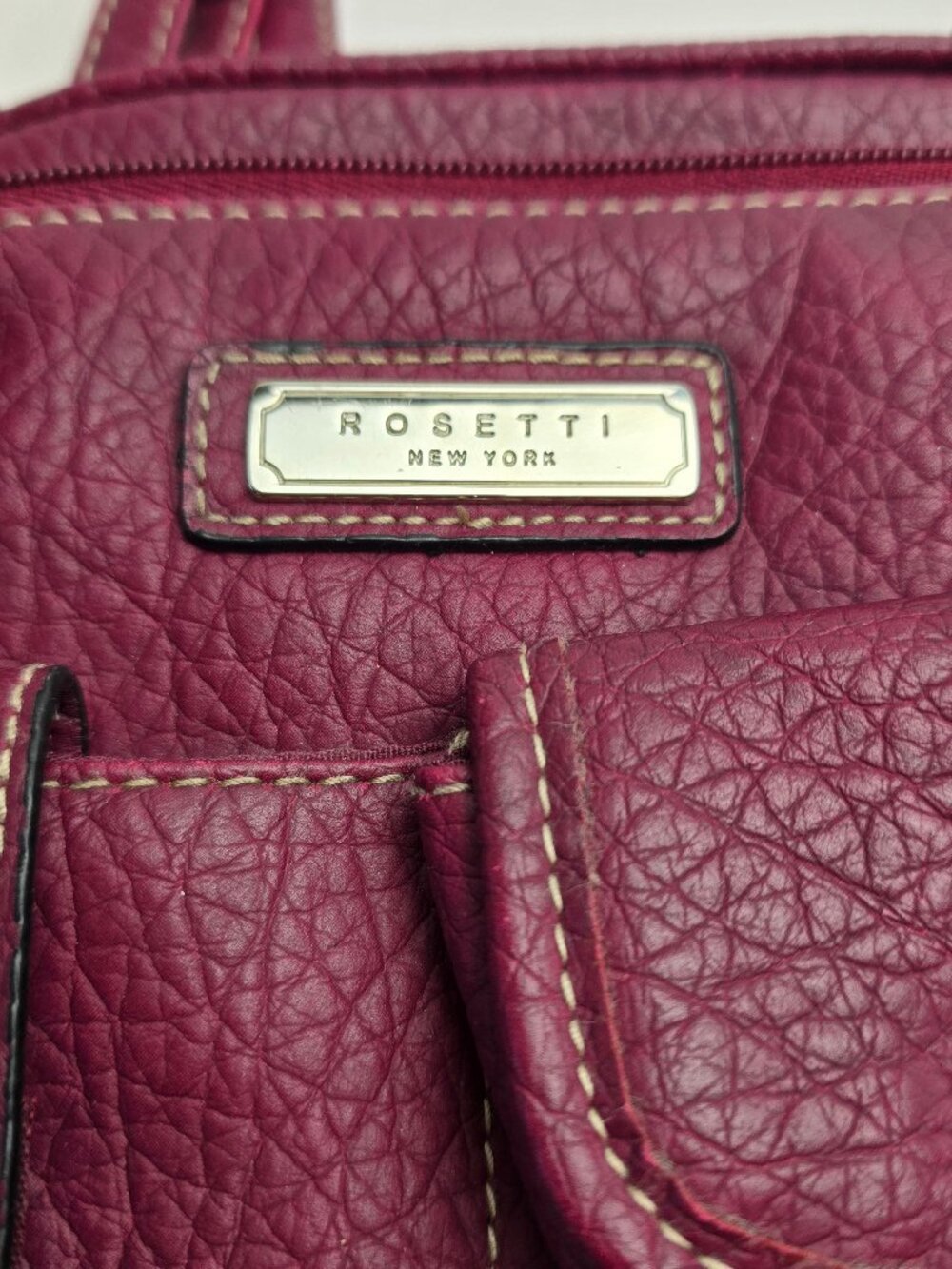 Rosetti Vintage Faux Leather Crossbody Bag - Burgundy Pebbled Utility Purse Y2K - Picture 2 of 8